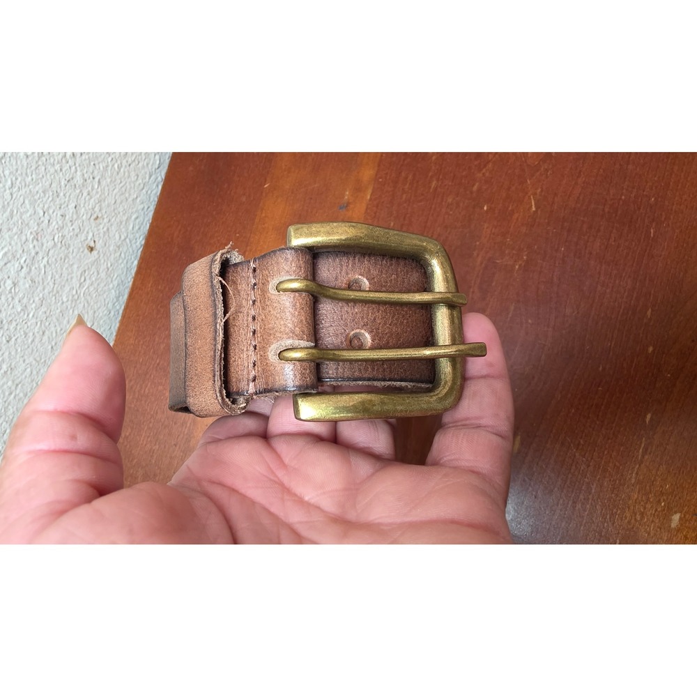 Unbranded Genuine Leather Belt Mens Large 38-40 Brown Double‎ Prong Buckle
